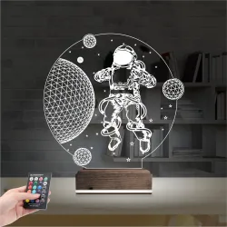 Astronot Gezegen 3D Lamba - Masa Gece Lambası