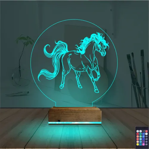 At Tasarım 3D Lamba - Masa Gece Lambası