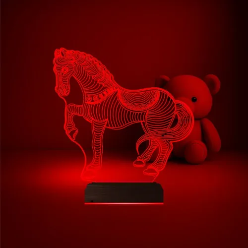 At Tasarım Çocuk Odası 3D Lamba - Masa Gece Lambası