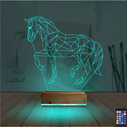 At Tasarım Polygonal 3D Lamba - Masa Gece Lambası
