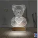 Ayıcık Kalp Seni Seviyorum 3D Lamba - Masa Gece Lambası