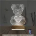 Ayıcık Kalp Seni Seviyorum 3D Lamba - Masa Gece Lambası