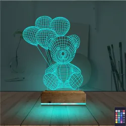 Ayıcık Balon 3D Lamba - Masa Gece Lambası