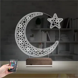 Ay Yıldız Türk Bayrağı 3D Lamba - Masa Gece Lambası