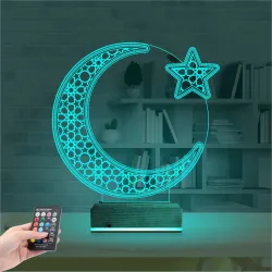 Ay Yıldız Türk Bayrağı 3D Lamba - Masa Gece Lambası