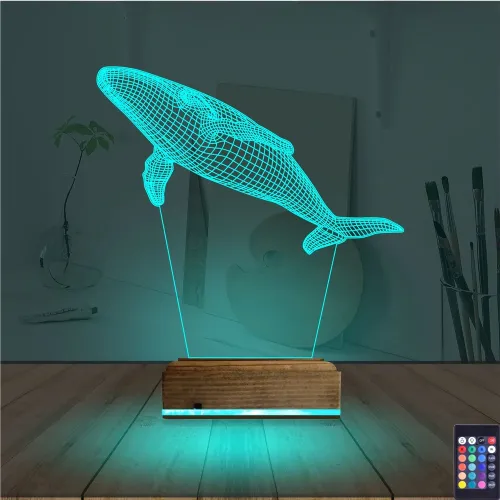 Balina 3D Lamba - Masa Gece Lambası