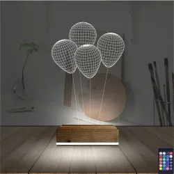 Balon Kutlama Doğum Günü 3D Lamba - Masa Gece Lambası