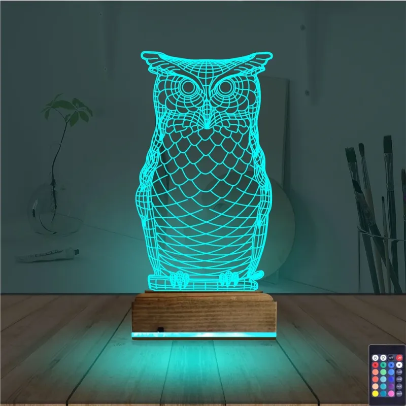 Baykuş Tasarım 3D Lamba - Masa Gece Lambası