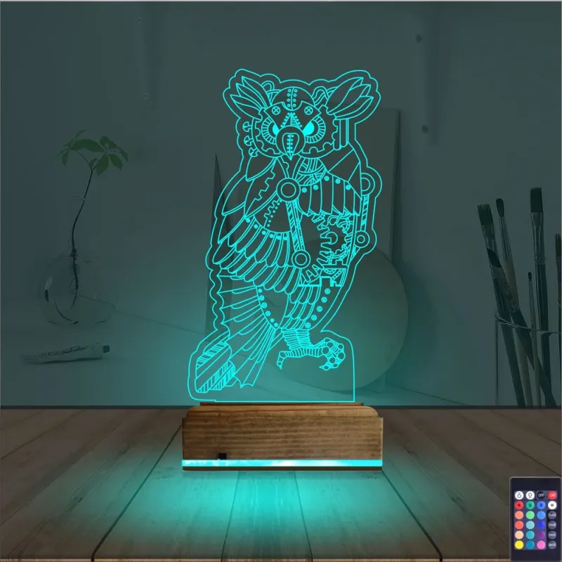 Baykuş Tasarım 3D Lamba - Masa Gece Lambası