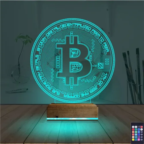 Crypto Bitcoin Btc 3D Lamba - Masa Gece Lambası