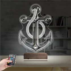 Denizci Çapa Kaptan 3D Lamba - Masa Gece Lambası