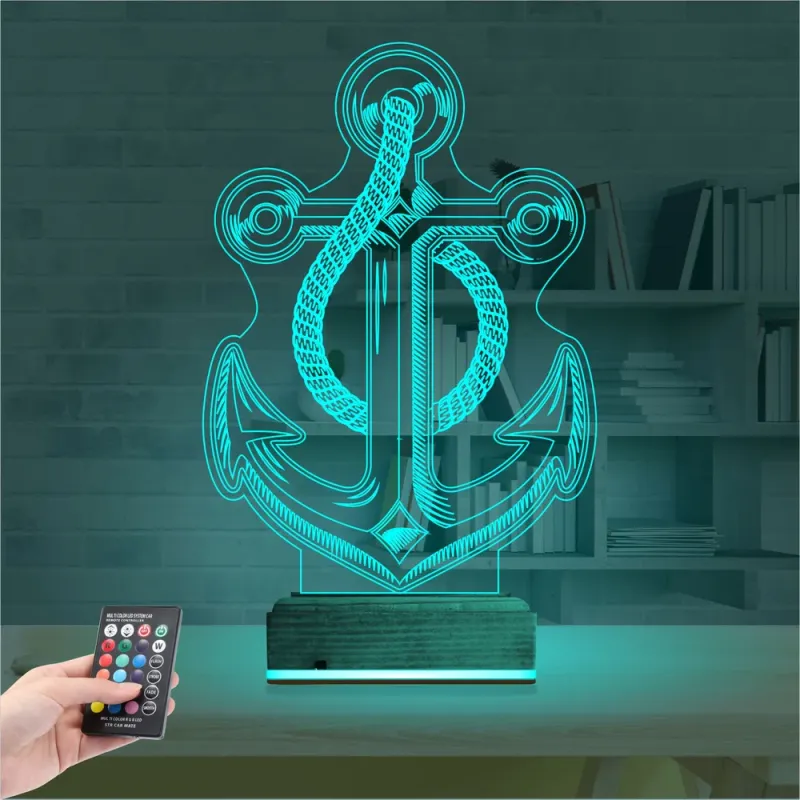 Denizci Çapa Kaptan 3D Lamba - Masa Gece Lambası