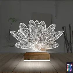 Lotus Çiçek Yoga 3D Lamba - Masa Gece Lambası