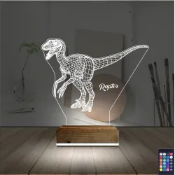 Dinozor Raptor 3D Lamba - Masa Gece Lambası