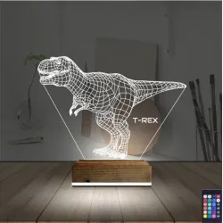 Dinozor T-rex 3D Lamba - Masa Gece Lambası