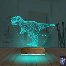Dinozor T-rex 3D Lamba - Masa Gece Lambası