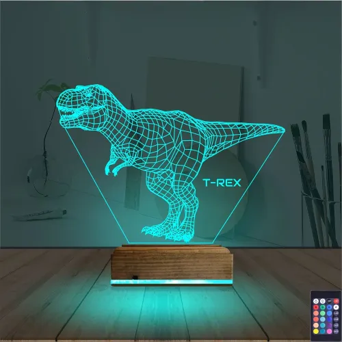Dinozor T-rex 3D Lamba - Masa Gece Lambası