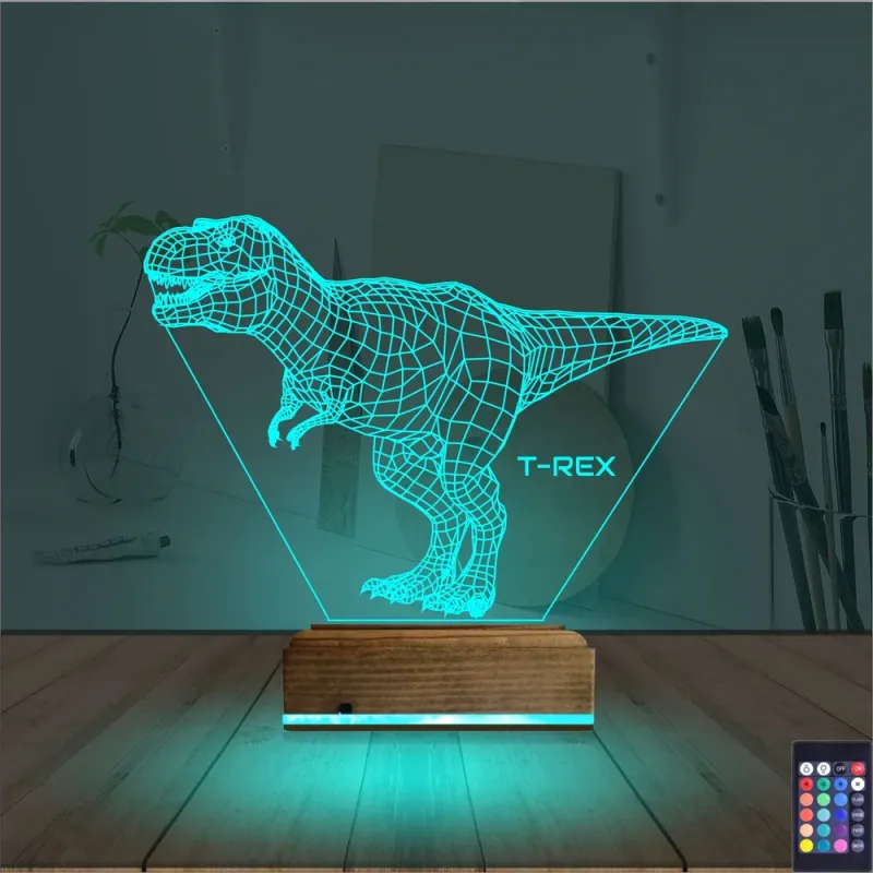 Dinozor T-rex 3D Lamba - Masa Gece Lambası