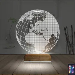 Dünya Globe 3D Lamba - Masa Gece Lambası