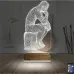 Düşünen Adam Heykel 3D Lamba - Masa Gece Lambası