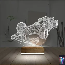 Formula Yarış Arabası 3D Lamba - Masa Gece Lambası