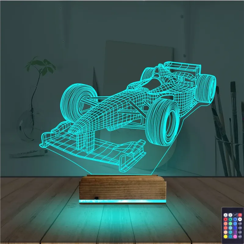 Formula Yarış Arabası 3D Lamba - Masa Gece Lambası
