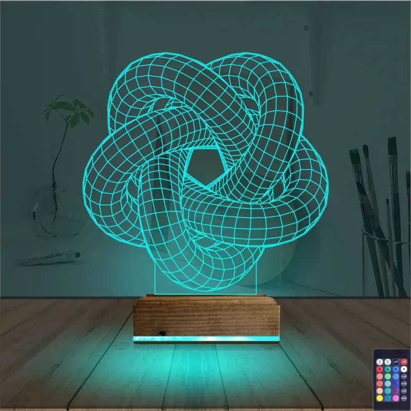 Geometrik Dekoratif 3D Lamba - Masa Gece Lambası
