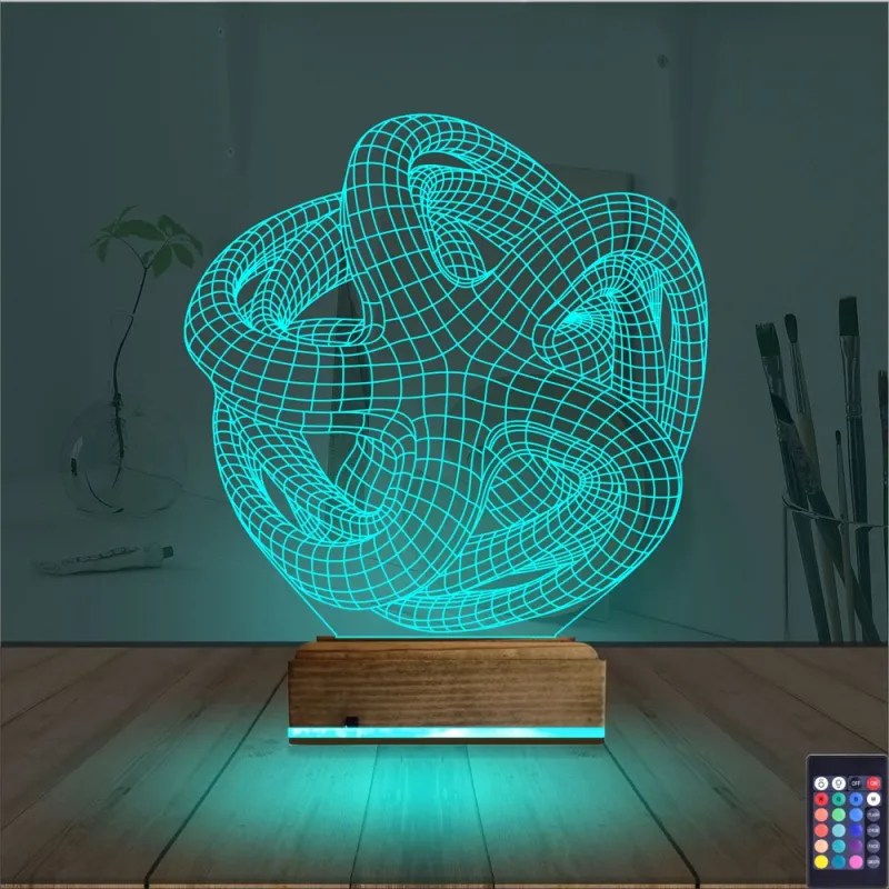 Geometrik Dekoratif 3D Lamba - Masa Gece Lambası