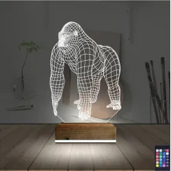 Goril Gorilla 3D Lamba - Masa Gece Lambası