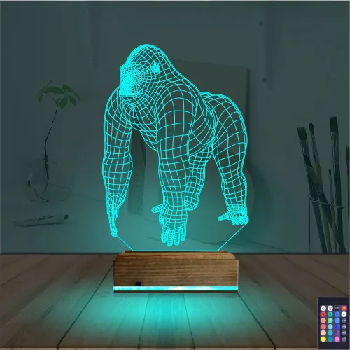Goril Gorilla 3D Lamba - Masa Gece Lambası