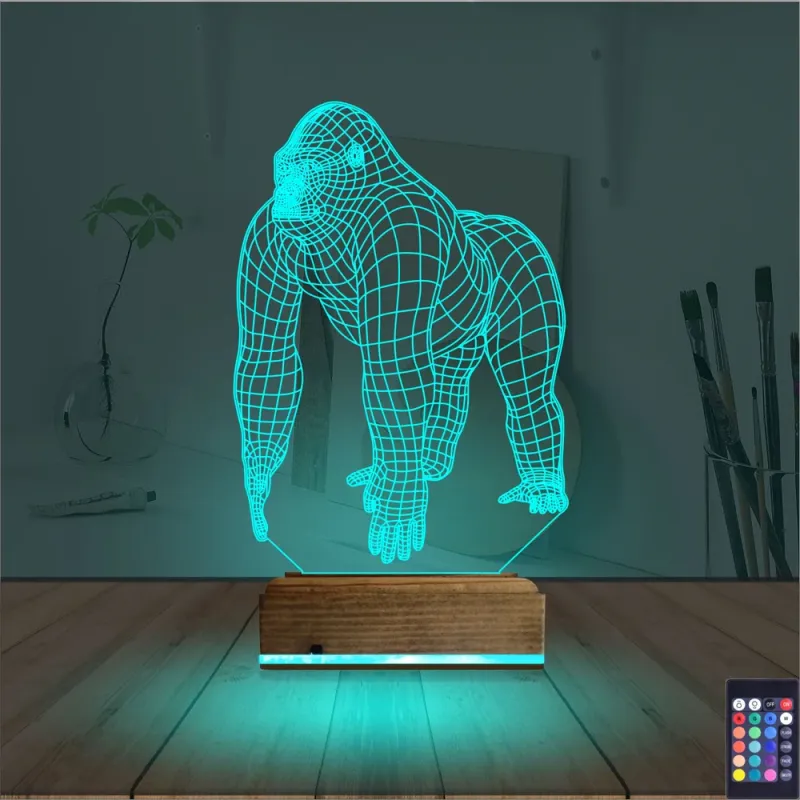 Goril Gorilla 3D Lamba - Masa Gece Lambası