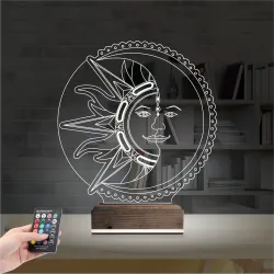 Mistik Güneş Ay 3D Lamba - Masa Gece Lambası