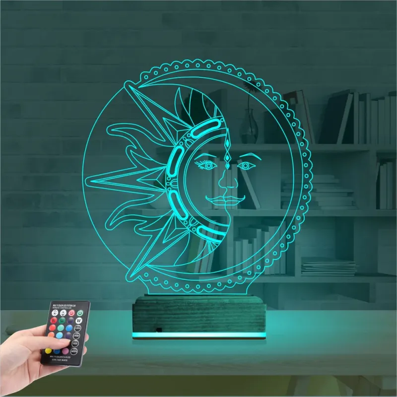 Mistik Güneş Ay 3D Lamba - Masa Gece Lambası