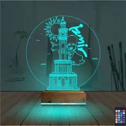 İzmir Saat Kulesi Atatürk 3D Lamba - Masa Gece Lambası