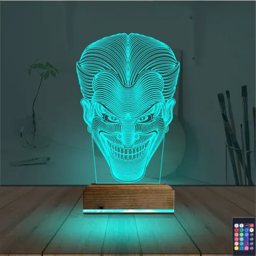Joker Face 3D Lamba - Masa Gece Lambası