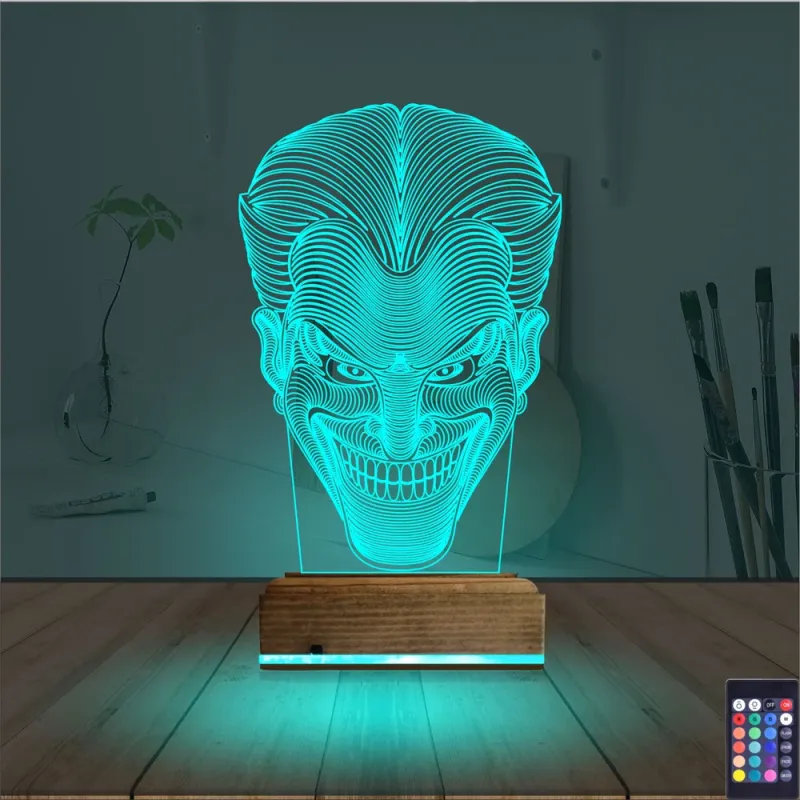 Joker Face 3D Lamba - Masa Gece Lambası