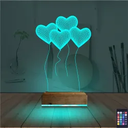 Kalp Sevgiliye Hediye 3D Lamba - Masa Gece Lambası