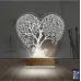 Hayat Ağacı Kalp Ağaç 3D Lamba - Masa Gece Lambası