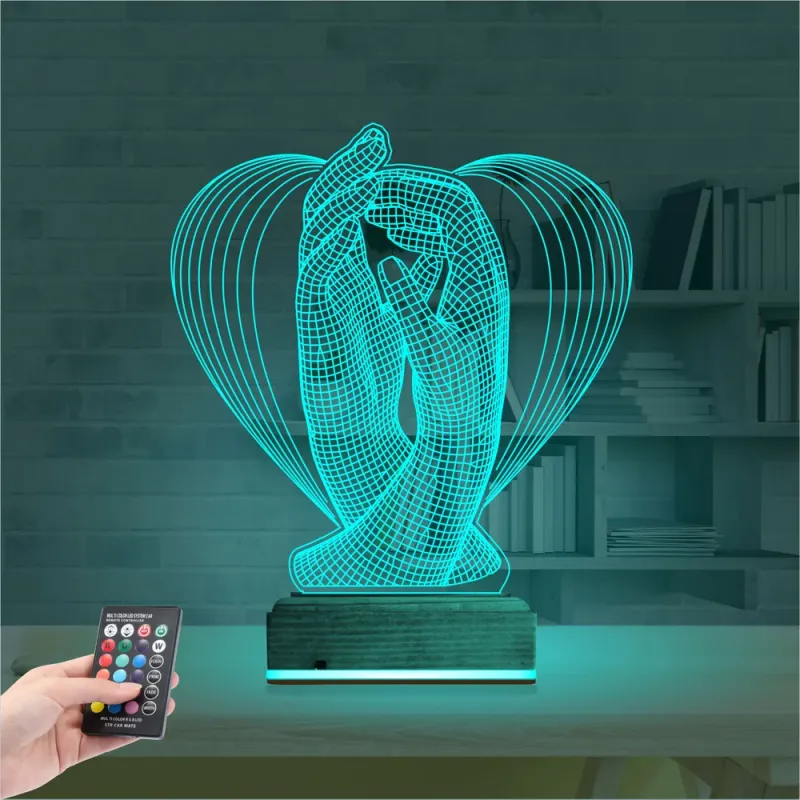 Kalp El Sevgiliye Hediye 3D Lamba - Masa Gece Lambası