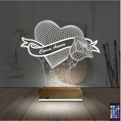 Kalp Gül Canım Annem Anneler Günü 3D Lamba - Masa Gece Lambası