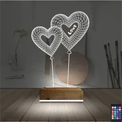 Balon Kalp Love Sevgiliye Hediye 3D Lamba - Masa Gece Lambası