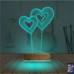 Balon Kalp Love Sevgiliye Hediye 3D Lamba - Masa Gece Lambası