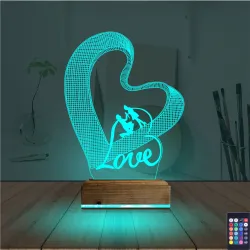 Kalp Love Sevgiliye Hediye 3D Lamba - Masa Gece Lambası