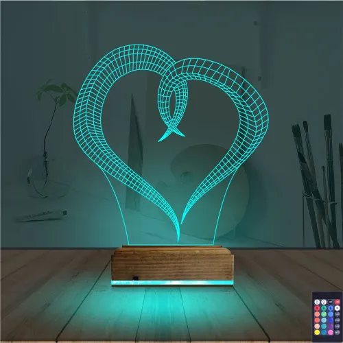 Kalp Sevgiliye Hediye 3D Lamba - Masa Gece Lambası