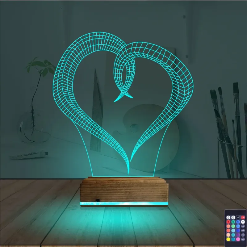 Kalp Sevgiliye Hediye 3D Lamba - Masa Gece Lambası