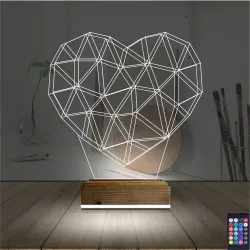 Kalp Sevgiliye Hediye Polygonal 3D Lamba - Masa Gece Lambası