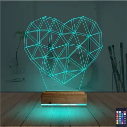 Kalp Sevgiliye Hediye Polygonal 3D Lamba - Masa Gece Lambası