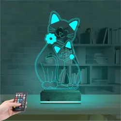 Sevimli Kedi 3D Lamba - Masa Gece Lambası
