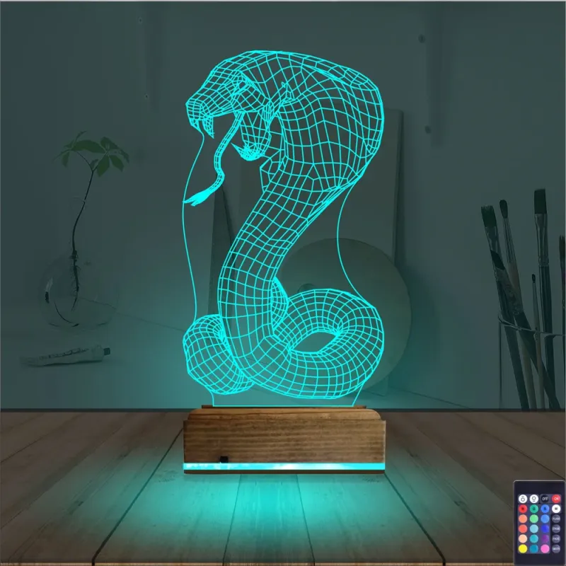 Kobra Yılan 3D Lamba - Masa Gece Lambası