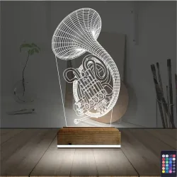 Korno Enstrüman Müzik 3D Lamba - Masa Gece Lambası